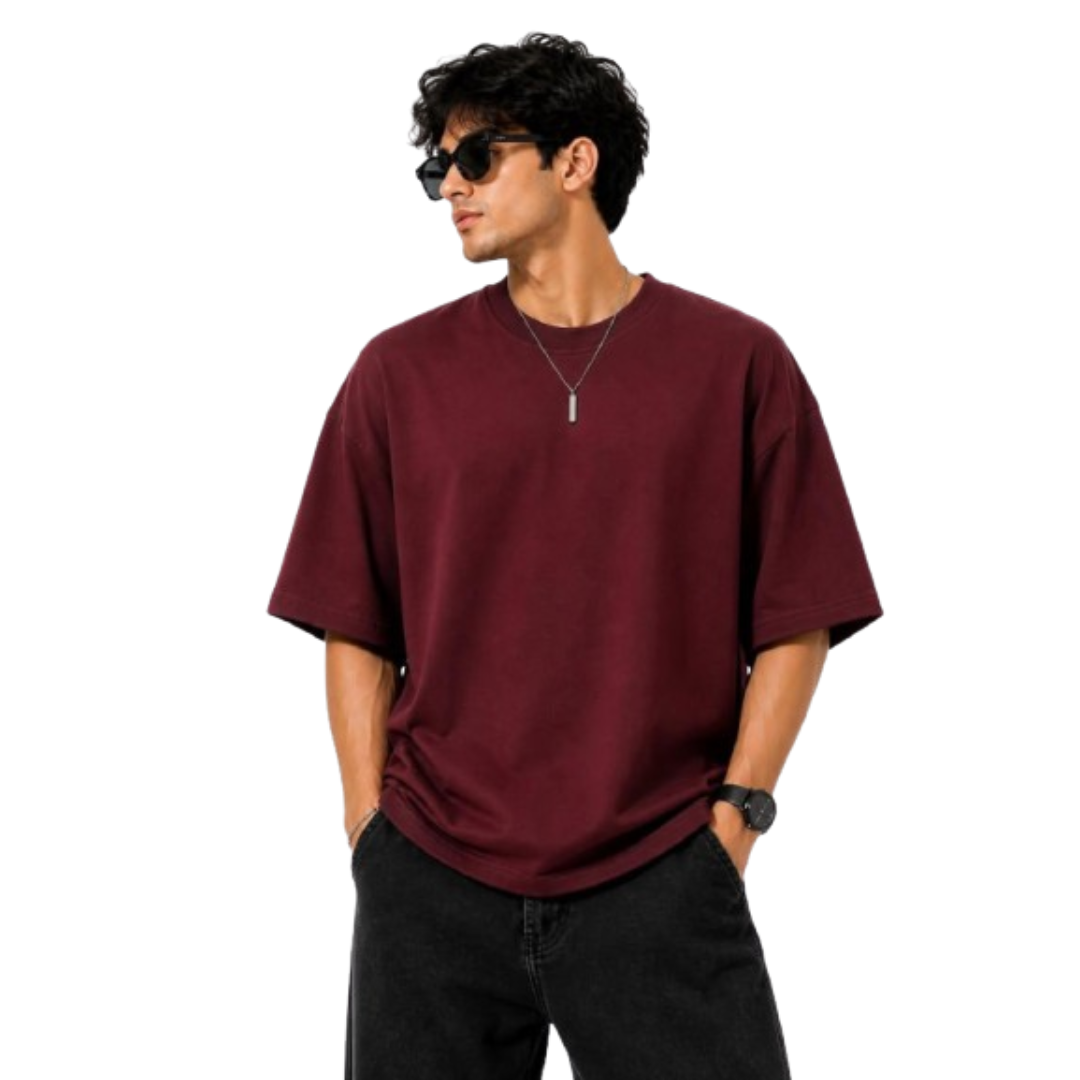 Maroon Drop Shoulder T-shirt