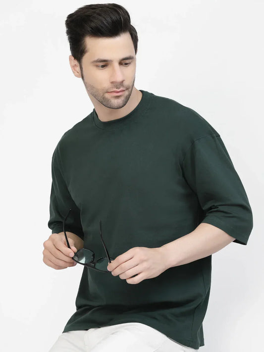 Bottle Green Drop Shoulder T-shirt