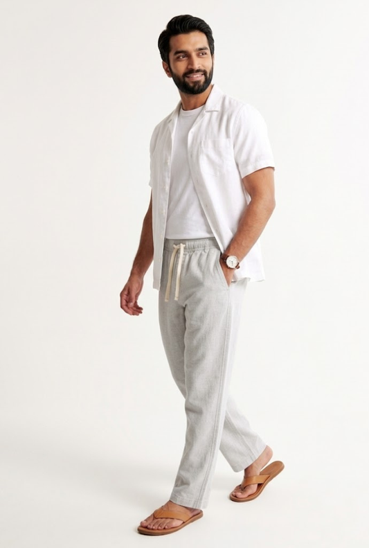 Ash White Plain Trouser