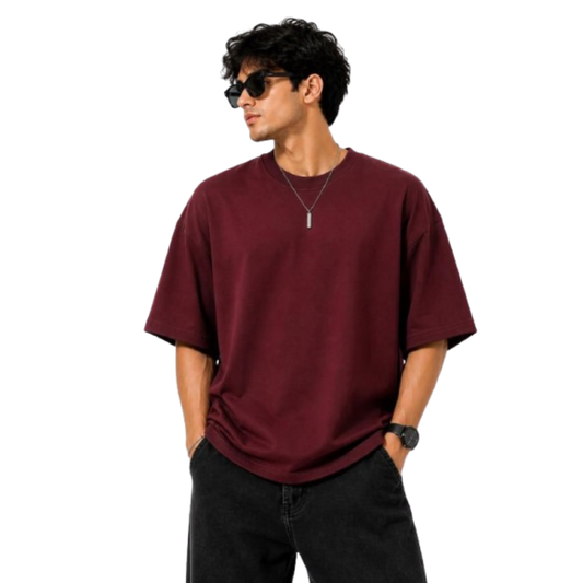 Maroon Drop Shoulder T-shirt